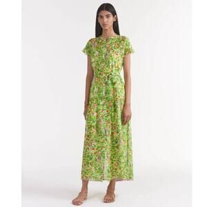 SALONI Bettie B Midi Dress Bouquet Lime Green Floral 8 NWT Quiet Luxury